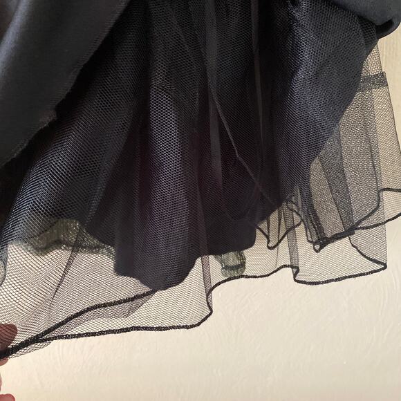 City Vibes Black Gold Metallic Shimmer Skater Tulle Back Zipper Skirt Size 5 - Picture 8 of 12
